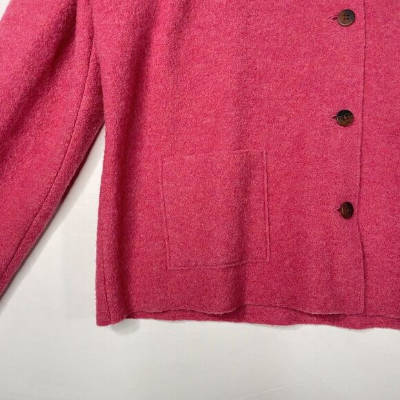 Lands End Womens Coat Boiled Wool Collared Button Front Jacket Size 14 Petite - Picture 3 of 11